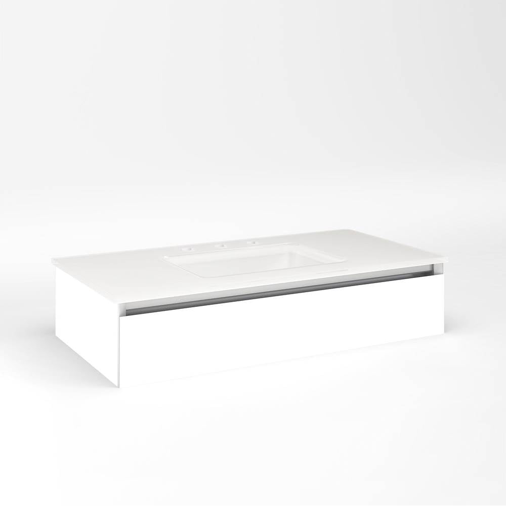 Robern - Cartesian Vanity, 36'' x 7-1/2'' x 18'', Matte White, Tip Out Drawer, No Night Light - Matte White