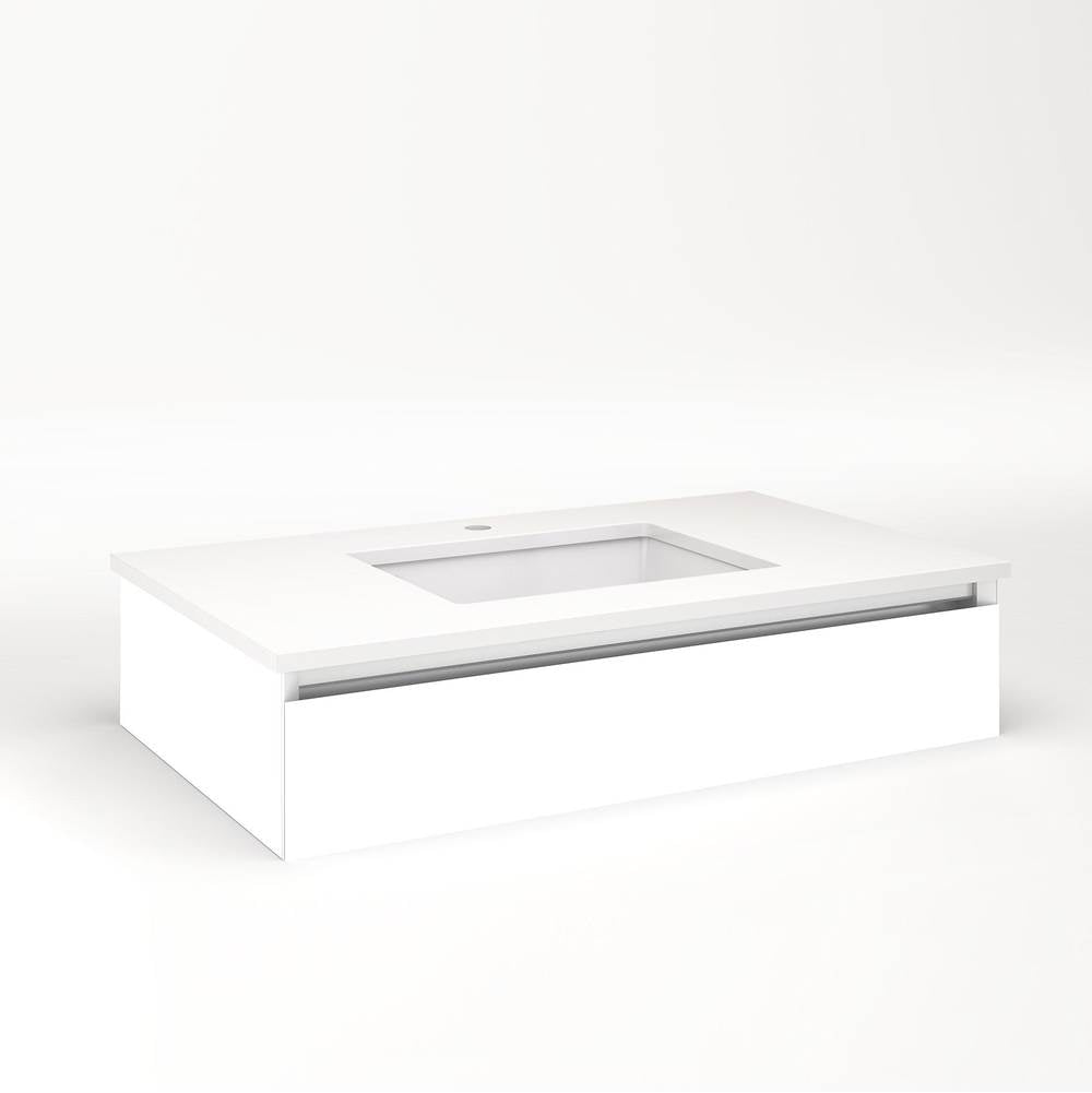 Robern - Cartesian Vanity, 36'' x 7-1/2'' x 21'', White, Plumbing Drawer, No Night Light - White