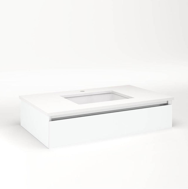 Robern - Cartesian Vanity, 36'' x 7-1/2'' x 21'', Matte White, Plumbing Drawer, No Night Light - Matte White