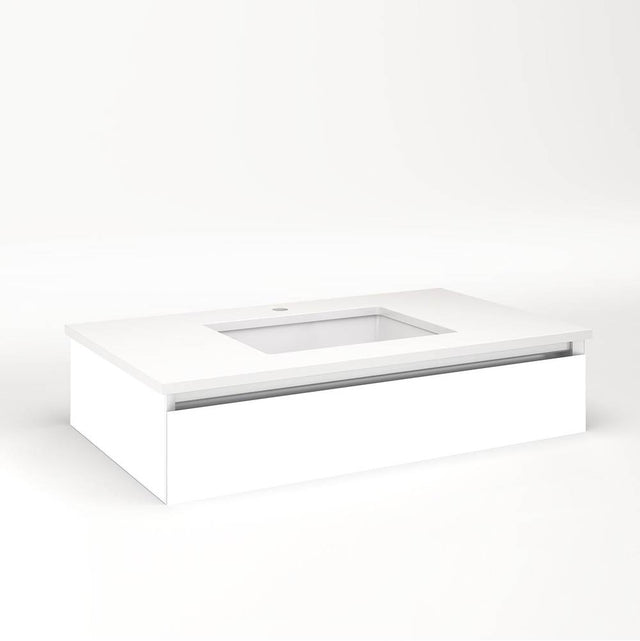 Robern - Cartesian Vanity, 36'' x 7-1/2'' x 21'', White, Tip Out Drawer, No Night Light - White