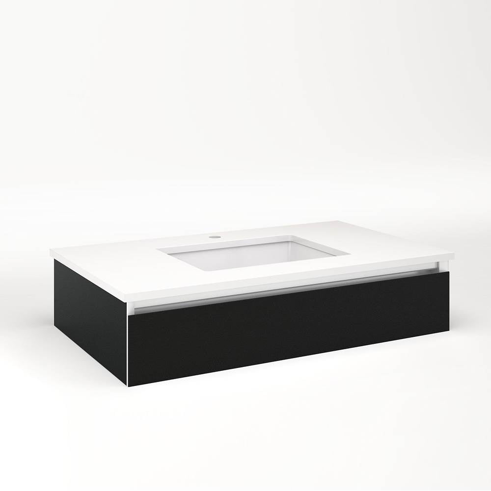 Robern - Cartesian Vanity, 36'' x 7-1/2'' x 21'', Matte Black, Tip Out Drawer, No Night Light - Matte Black