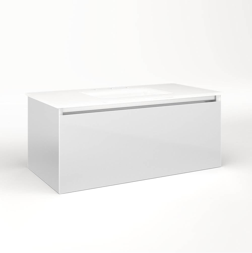 Robern - Cartesian Vanity, 36'' x 15'' x 18'', Satin White, Full Drawer, No Night Light - Satin White