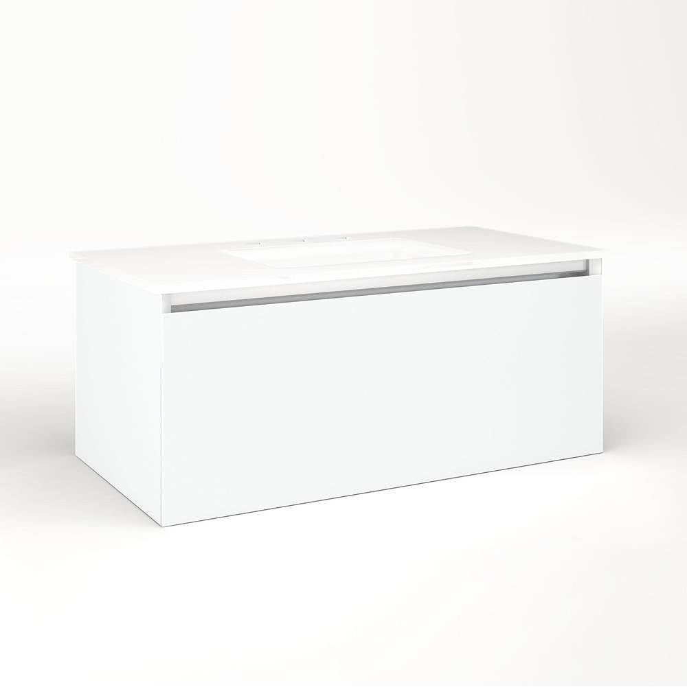Robern - Cartesian Vanity, 36'' x 15'' x 18'', Matte White, Full Drawer, No Night Light - Matte White