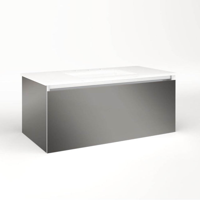 Robern - Cartesian Vanity, 36'' x 15'' x 18'', Tinted Gray Mirror, Plumbing Drawer, No Night Light - Tinted Gray Mirror