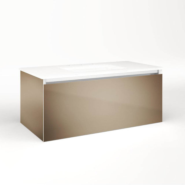 Robern - Cartesian Vanity, 36'' x 15'' x 18'', Satin Bronze, Plumbing Drawer, No Night Light - Satin Bronze