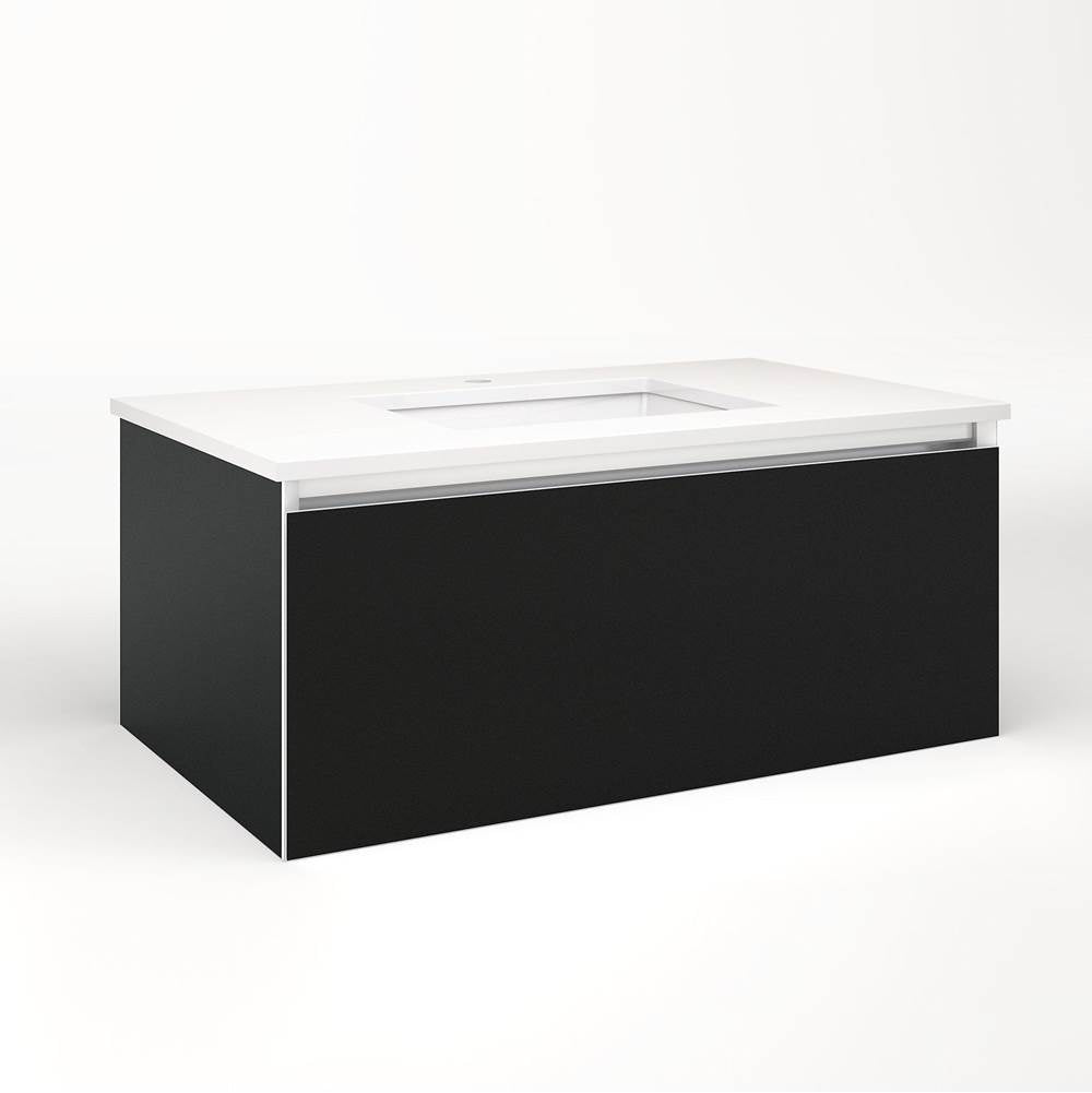 Robern - Cartesian Vanity, 36'' x 15'' x 21'', Matte Black, Full Drawer, No Night Light - Matte Black