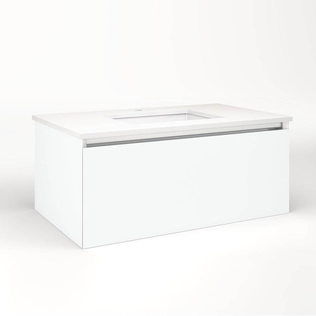 Robern - Cartesian Vanity, 36'' x 15'' x 21'', Matte White, Plumbing Drawer, No Night Light - Matte White