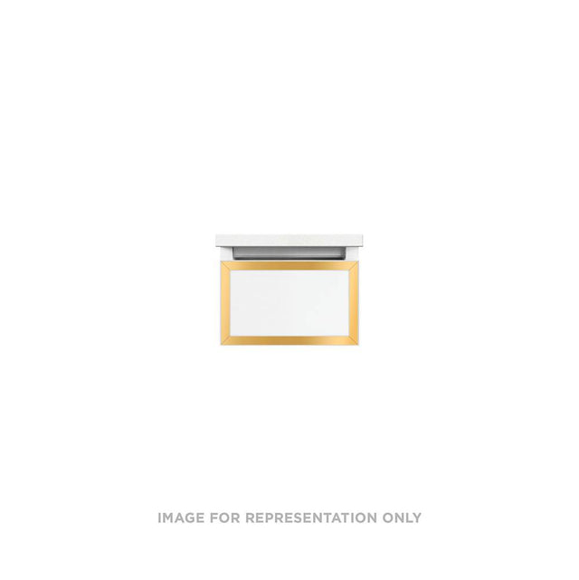 Robern - Profiles Framed Vanity, 12'' x 7-1/2'' x 18'', Satin White, Matte Gold Frame, Full Drawer, Selectable Night Light, 2700K - Satin White