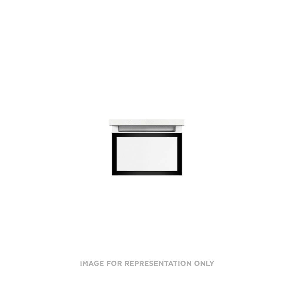 Robern - Profiles Framed Vanity, 12'' x 7-1/2'' x 18'', Matte White, Matte Black Frame, Full Drawer - Matte White