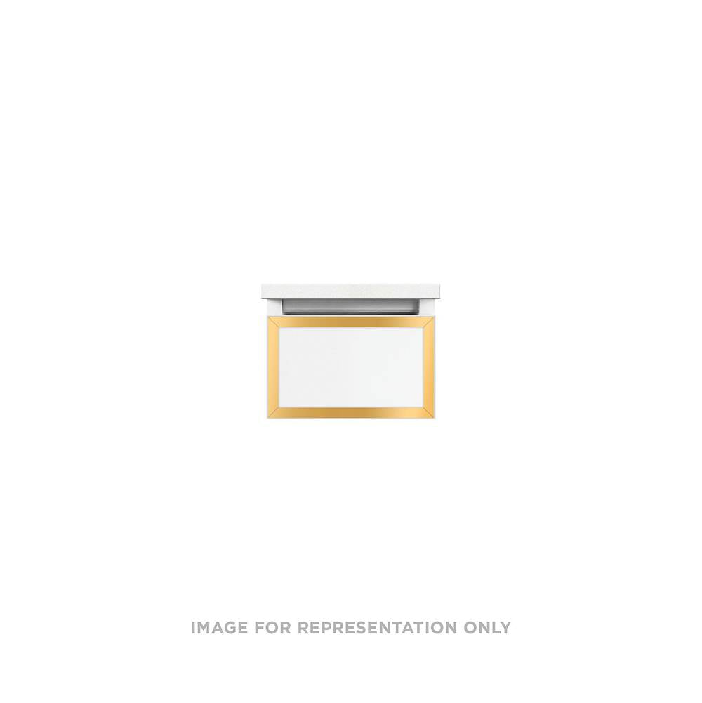 Robern - Profiles Framed Vanity, 12'' x 7-1/2'' x 18'', Matte Gray, Matte Gold Frame, Full Drawer - Matte Gray