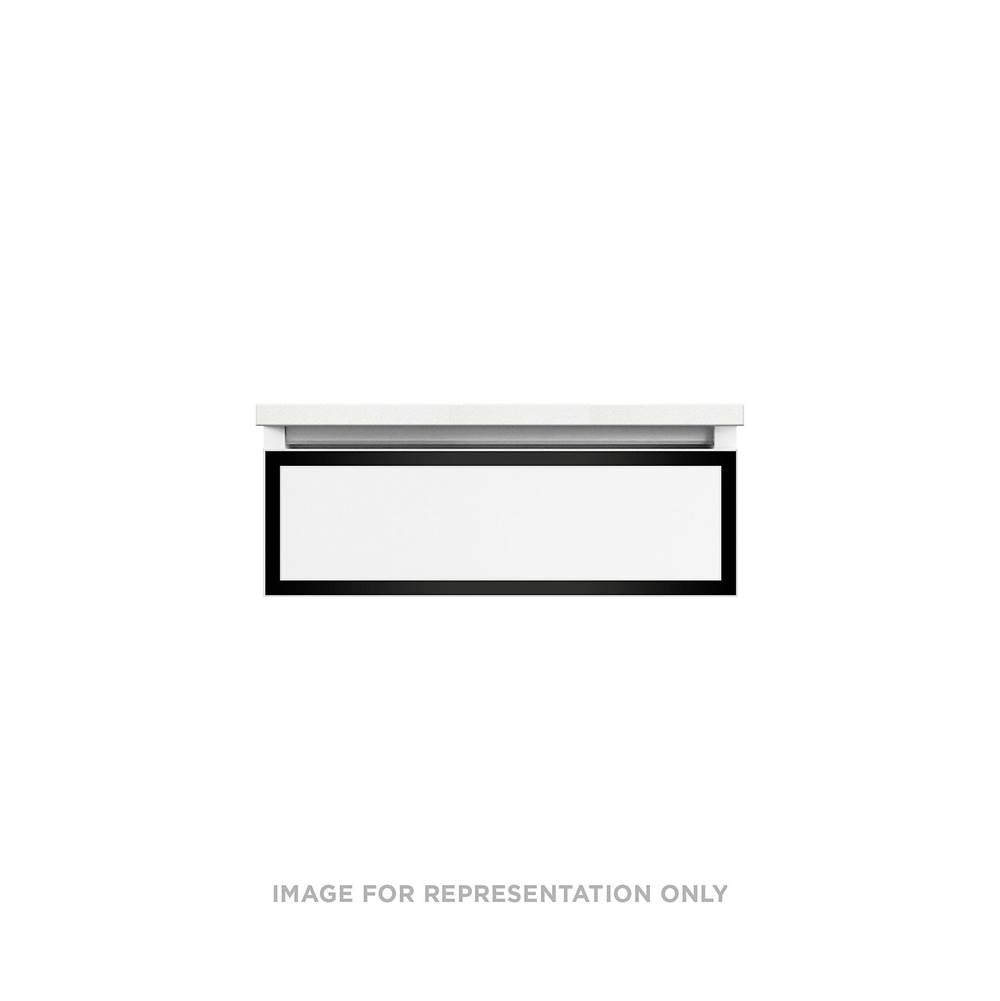 Robern - Profiles Framed Vanity, 24'' x 7-1/2'' x 18'', Satin White, Matte Black Frame, Tip Out Drawer, Selectable Night Light, 2 - Satin White