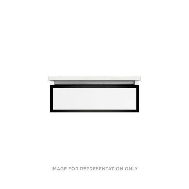 Robern - Profiles Framed Vanity, 24'' x 7-1/2'' x 18'', Satin White, Matte Black Frame, Tip Out Drawer, Selectable Night Light, 2 - Satin White