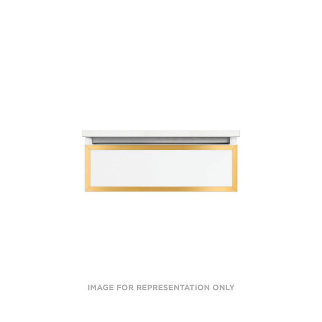 Robern - Profiles Framed Vanity, 24'' x 7-1/2'' x 21'', Matte Gray, Matte Gold Frame, Plumbing Drawer - Matte Gray