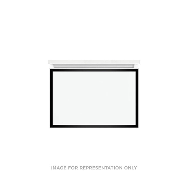 Robern - Profiles Framed Vanity, 24'' x 15'' x 18'', Satin White, Matte Black Frame, Full Drawer, Selectable Night Light, 2700K/4 - Satin White