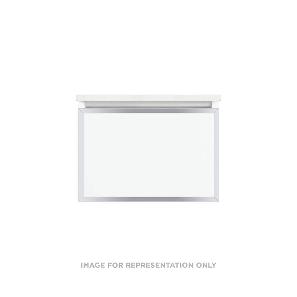 Robern - Profiles Framed Vanity, 24'' x 15'' x 21'', Satin White, Chrome Frame, Full Drawer, Selectable Night Light, 2700K/4000K - Satin White
