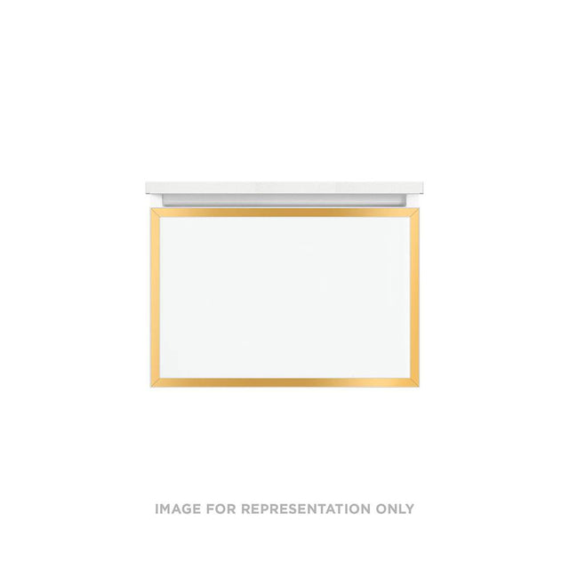 Robern - Profiles Framed Vanity, 24'' x 15'' x 21'', Tinted Gray Mirror, Matte Gold Frame, Plumbing Drawer - Tinted Gray Mirror