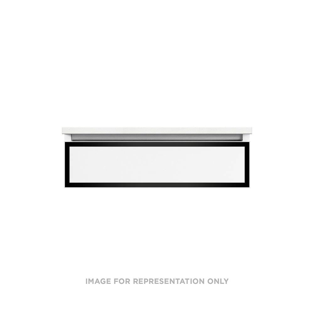 Robern - Profiles Framed Vanity, 30'' x 7-1/2'' x 18'', Tinted Gray Mirror, Matte Black Frame, Full Drawer - Tinted Gray Mirror