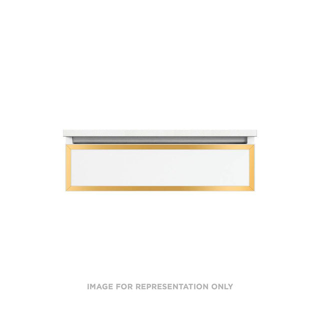 Robern - Profiles Framed Vanity, 30'' x 7-1/2'' x 21'', Matte Gray, Matte Gold Frame, Plumbing Drawer, Selectable Night Light, 27 - Matte Gray