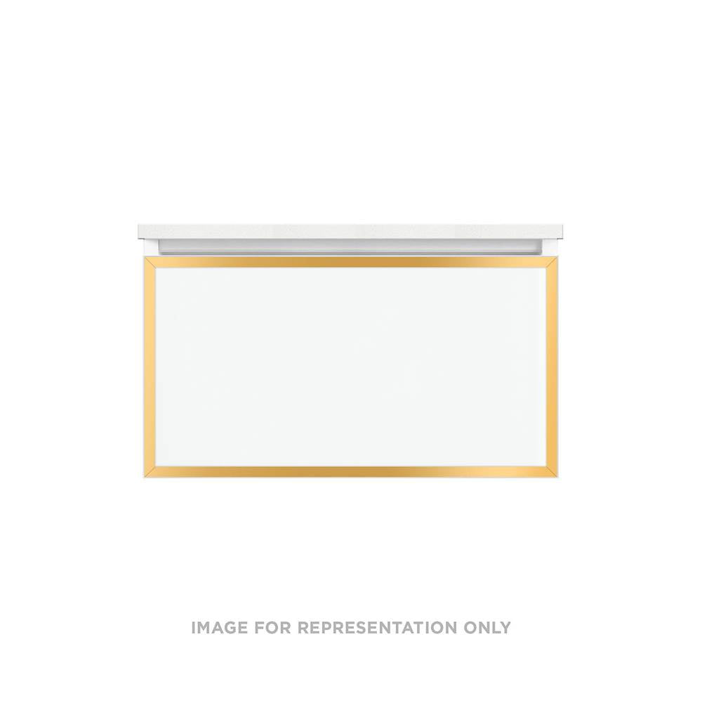 Robern - Profiles Framed Vanity, 30'' x 15'' x 18'', Satin Bronze, Matte Gold Frame, Full Drawer - Satin Bronze