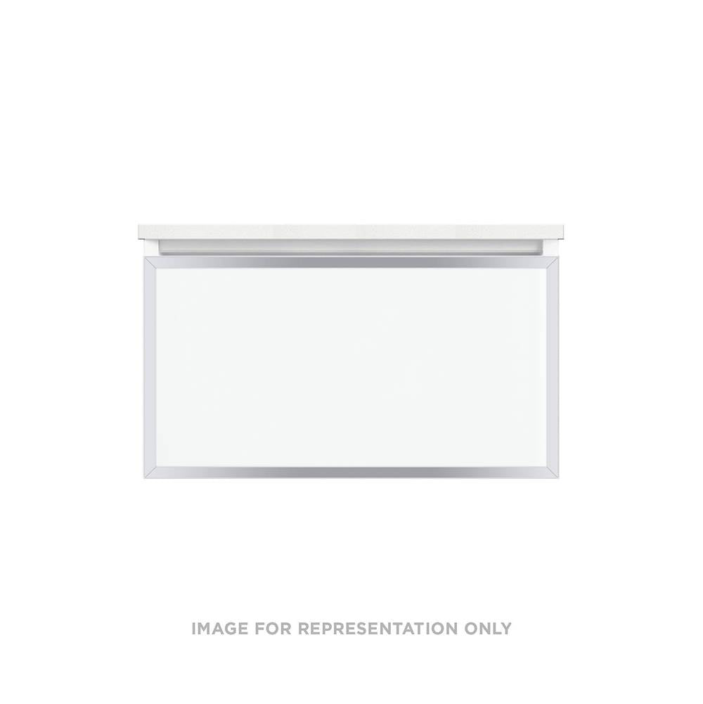 Robern - Profiles Framed Vanity, 30'' x 15'' x 18'', Satin White, Chrome Frame, Full Drawer - Satin White