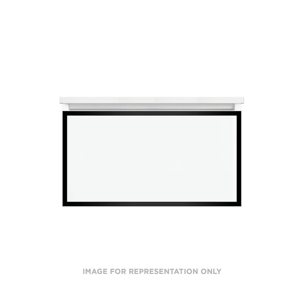 Robern - Profiles Framed Vanity, 24'' x 7-1/2'' x 21'', Black, Matte Black Frame, Plumbing Drawer, Selectable Night Light, 2700K/ - Tinted Gray Mirror