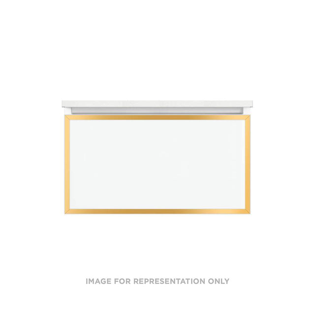 Robern - Profiles Framed Vanity, 30'' x 15'' x 21'', Matte White, Matte Gold Frame, Plumbing Drawer - Matte White