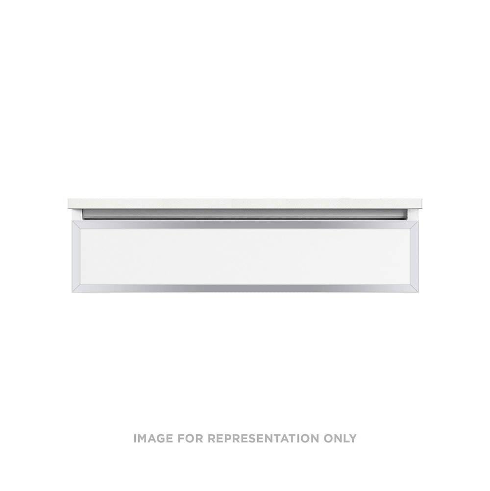 Robern - Profiles Framed Vanity, 36'' x 7-1/2'' x 18'', White, Chrome Frame, Plumbing Drawer - White