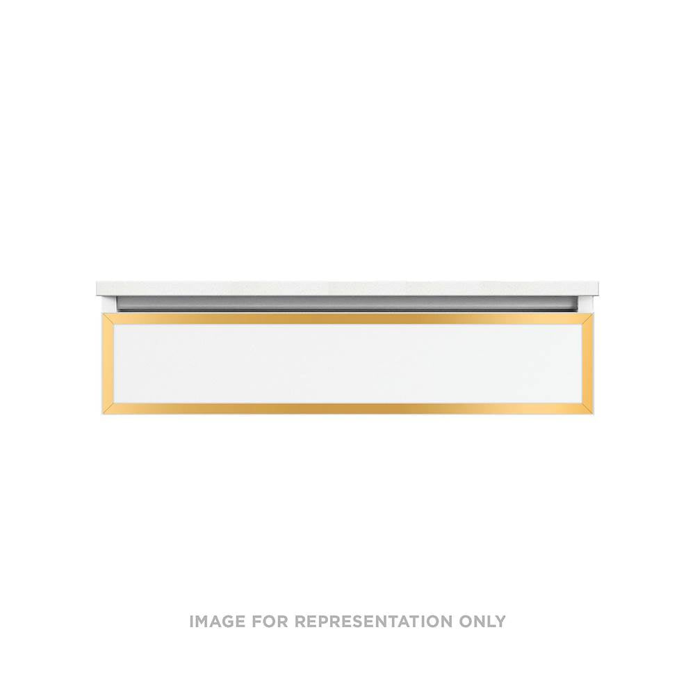 Robern - Profiles Framed Vanity, 36'' x 7-1/2'' x 21'', Satin White, Matte Gold Frame, Full Drawer, Selectable Night Light, 2700K - Satin White