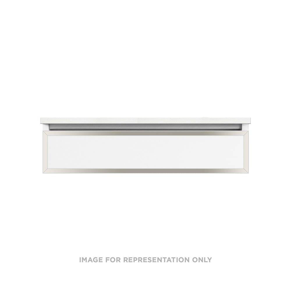 Robern - Profiles Framed Vanity, 36'' x 7-1/2'' x 21'', Matte White, Polished Nickel Frame, Full Drawer, Selectable Night Light, - Matte White