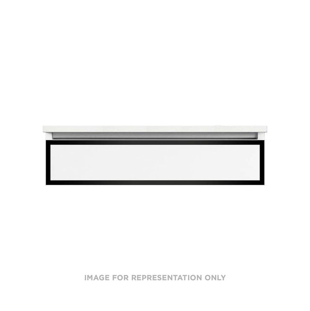 Robern - Profiles Framed Vanity, 36'' x 7-1/2'' x 21'', Matte Gray, Matte Black Frame, Full Drawer - Matte Gray