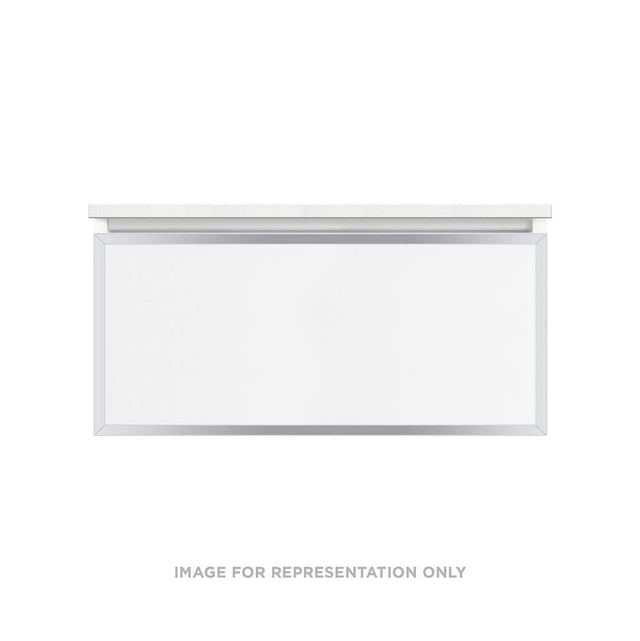 Robern - Profiles Framed Vanity, 36'' x 15'' x 18'', Satin White, Chrome Frame, Full Drawer, Selectable Night Light, 2700K/4000K - Satin White