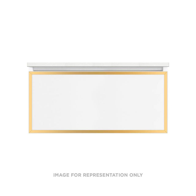 Robern - Profiles Framed Vanity, 36'' x 15'' x 18'', Matte Black, Matte Gold Frame, Plumbing Drawer, Selectable Night Light, 2700 - Matte Black