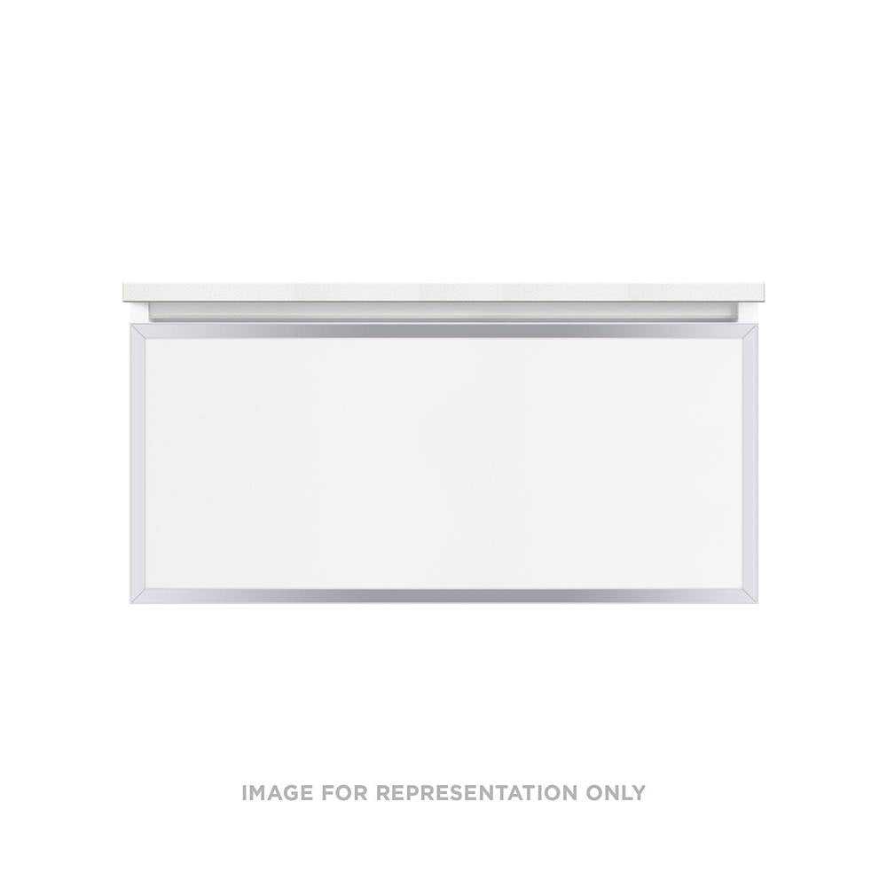 Robern - Profiles Framed Vanity, 36'' x 15'' x 21'', Matte White, Chrome Frame, Plumbing Drawer, Selectable Night Light, 2700K/40 - Matte White