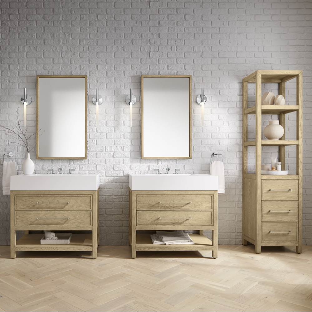 Skaarsgard Vanity, 60'' X 34'' X 23'', Rustic Oak With Brushed Pewter, No Vanity Top