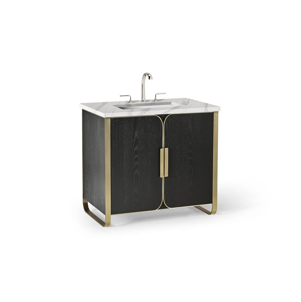 Bergman 36'' X 34'' X 23'' Vanity In Natural Gray With Brushed Pewter Finish