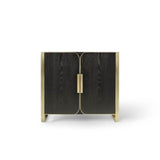 Robern - Bergman Vanity, 36'' X 34'' X 23'', Matte Black Oak With Aged Brass, No Vanity Top - Matte Black Oak And Aged Brass