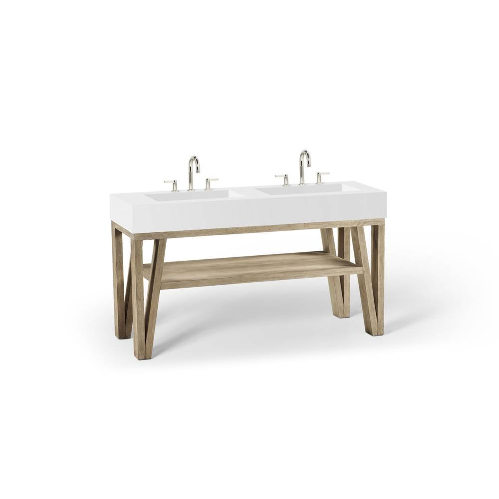 Bodo Vanity, 60'' X 34'' X 23'', Light Gray Oak, No Vanity Top