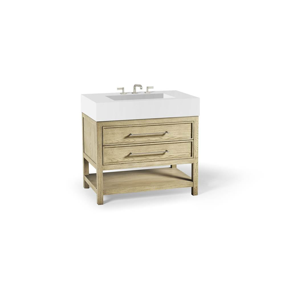 Skaarsgard Vanity, 36'' X 34'' X 23'', Rustic Oak With Brushed Pewter, No Vanity Top