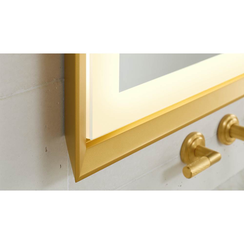 Sculpt Lighted Mirror, 27'' x 43'' x 2-5/16'', Chamfer Museum Frame, Polished Nickel, Perimeter Light Pattern, 2700K Color Temperature (Warm White)