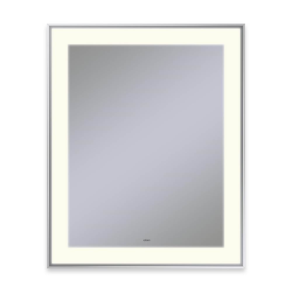 Robern - Sculpt Lighted Mirror, 25'' x 31'' x 2-1/4'', Slim Museum Frame, Chrome, Perimeter Light Pattern, 2700K Color Temperature (Warm White) - Chrome