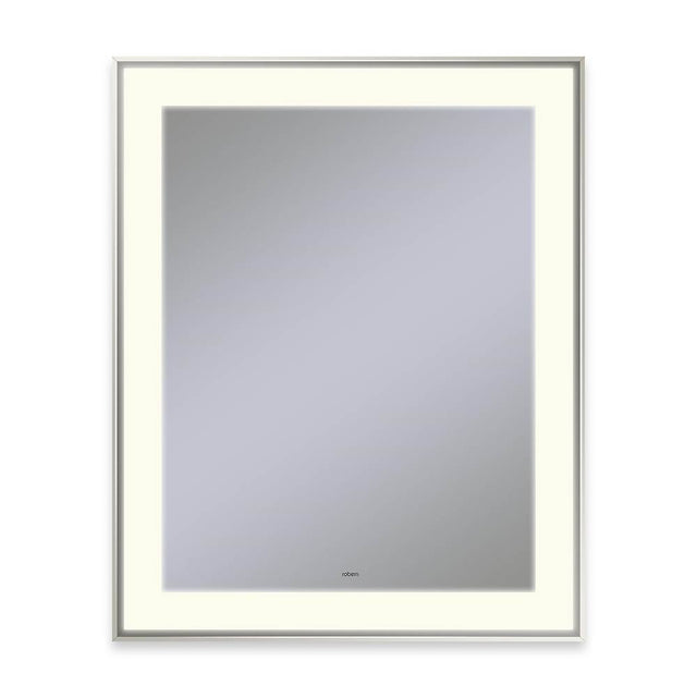 Robern - Sculpt Lighted Mirror, 25'' x 31'' x 2-1/4'', Slim Museum Frame, Polished Nickel, Perimeter Light Pattern, 2700K Color Temperature (Warm White) - Polished Nickel