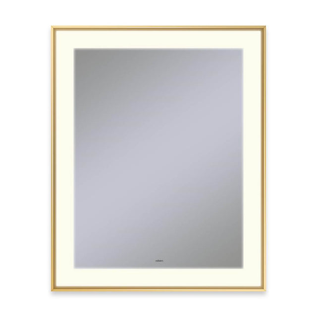 Robern - Sculpt Lighted Mirror, 25'' x 31'' x 2-1/4'', Slim Museum Frame, Matte Gold, Perimeter Light Pattern, 2700K Color Temperature (Warm White) - Matte Gold