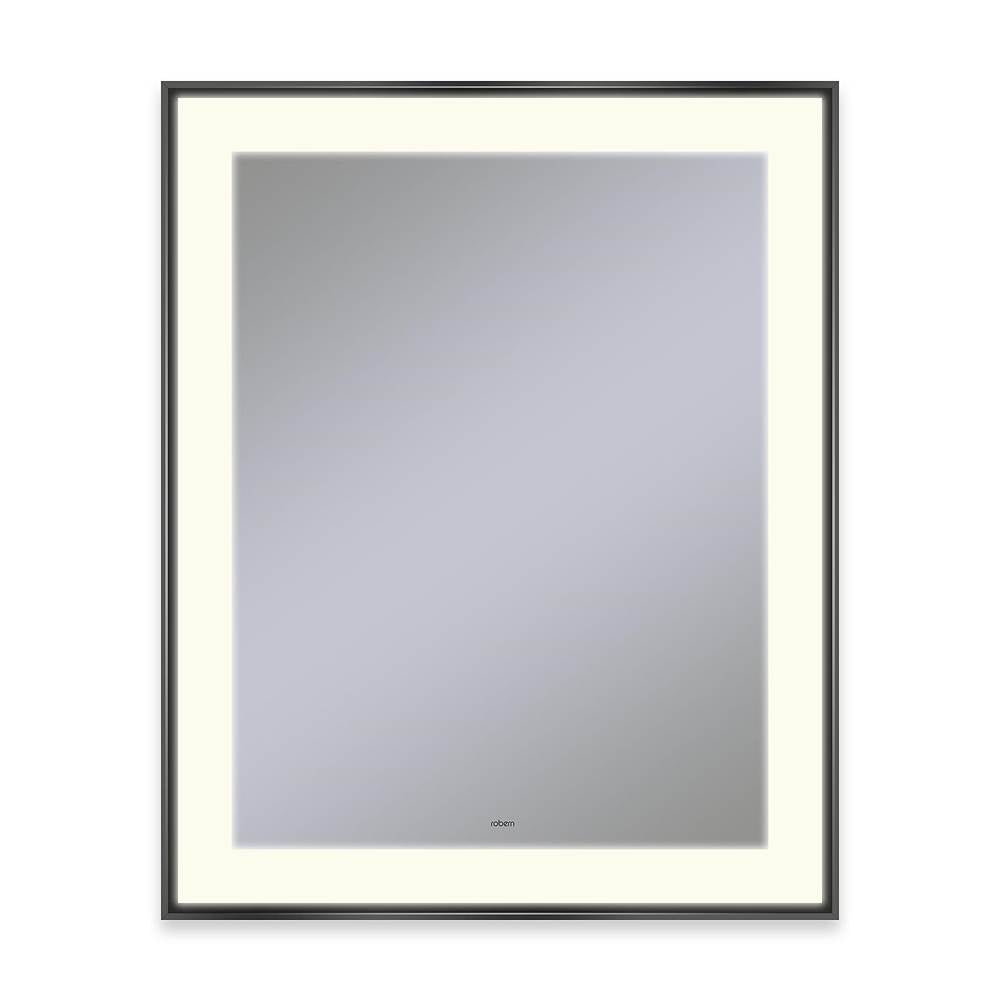 Robern - Sculpt Lighted Mirror, 25'' x 31'' x 2-1/4'', Slim Museum Frame, Matte Black, Perimeter Light Pattern, 2700K Color Temperature (Warm White) - Matte Black
