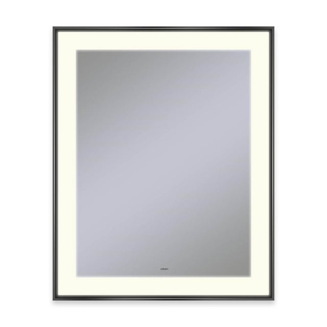 Robern - Sculpt Lighted Mirror, 25'' x 31'' x 2-1/4'', Slim Museum Frame, Matte Black, Perimeter Light Pattern, 2700K Color Temperature (Warm White) - Matte Black