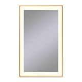 Robern - Sculpt Lighted Mirror, 25'' x 41'' x 2-1/4'', Slim Museum Frame, Matte Gold, Perimeter Light Pattern, 2700K Color Temperature (Warm White), Defogger - Matte Gold
