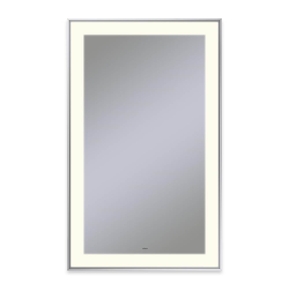 Robern - Sculpt Lighted Mirror, 25'' x 41'' x 2-1/4'', Slim Museum Frame, Chrome, Perimeter Light Pattern, 2700K Color Temperature (Warm White) - Chrome