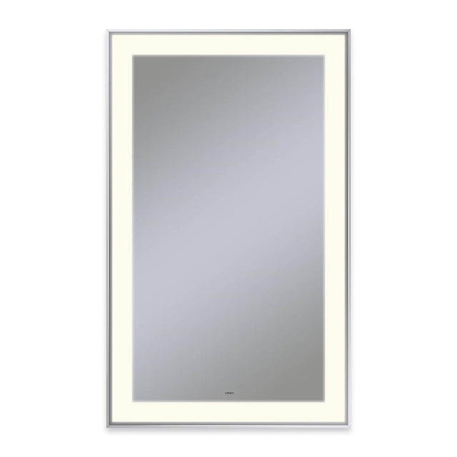 Robern - Sculpt Lighted Mirror, 25'' x 41'' x 2-1/4'', Slim Museum Frame, Chrome, Perimeter Light Pattern, 2700K Color Temperature (Warm White) - Chrome