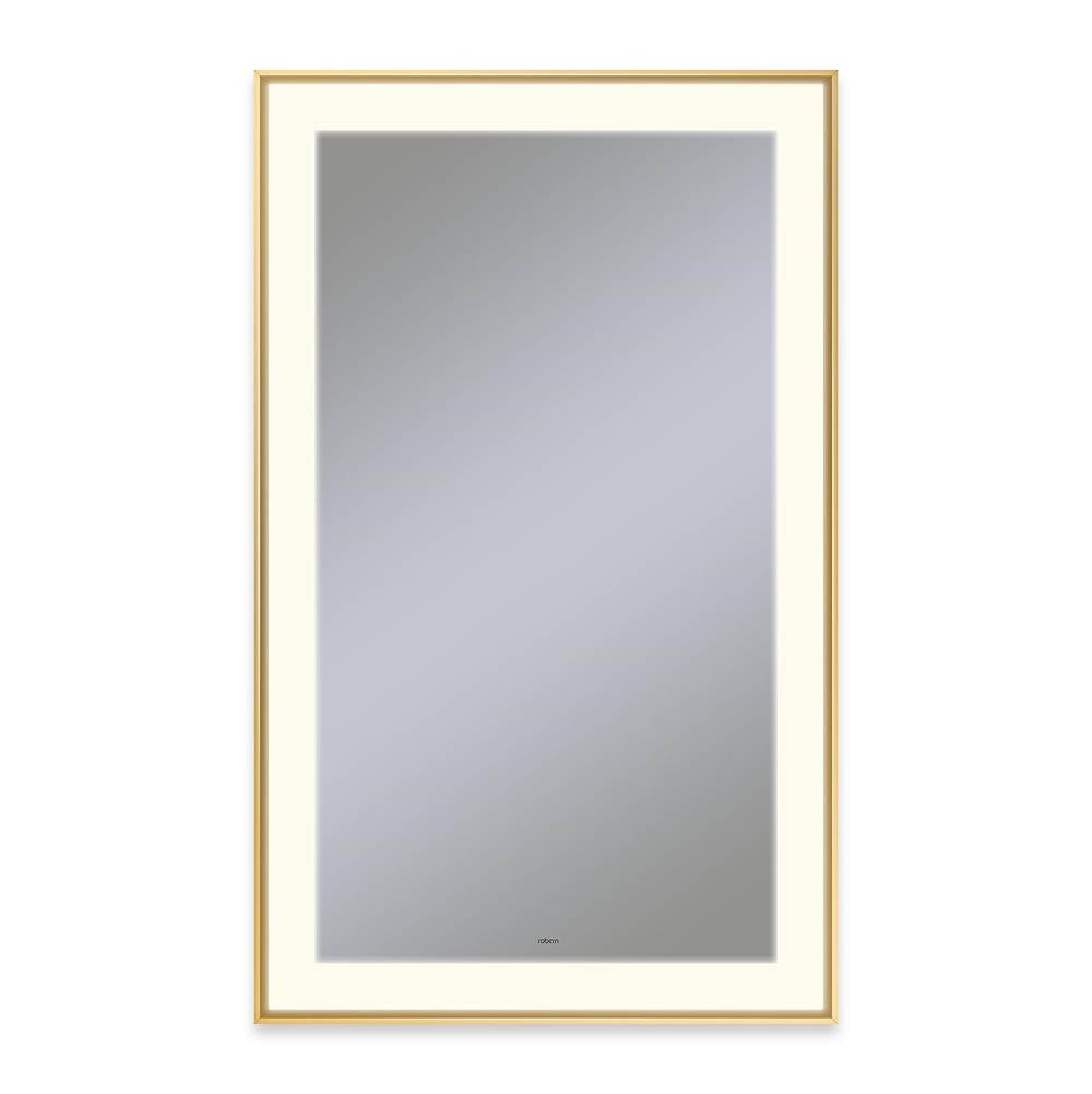 Robern - Sculpt Lighted Mirror, 25'' x 41'' x 2-1/4'', Slim Museum Frame, Matte Gold, Perimeter Light Pattern, 2700K Color Temperature (Warm White) - Matte Gold