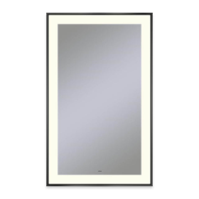 Robern - Sculpt Lighted Mirror, 25'' x 41'' x 2-1/4'', Slim Museum Frame, Matte Black, Perimeter Light Pattern, 2700K Color Temperature (Warm White) - Matte Black