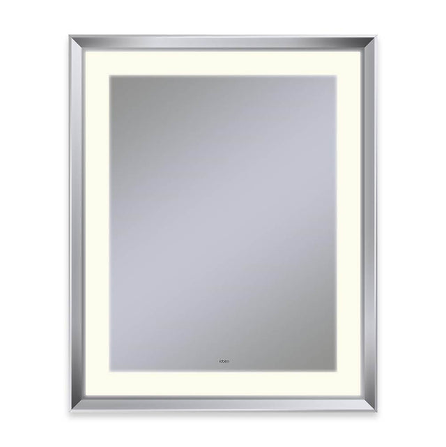 Robern - Sculpt Lighted Mirror, 27'' x 33'' x 2-5/16'', Chamfer Museum Frame, Chrome, Perimeter Light Pattern, 2700K Color Temperature (Warm White), Defogger - Chrome